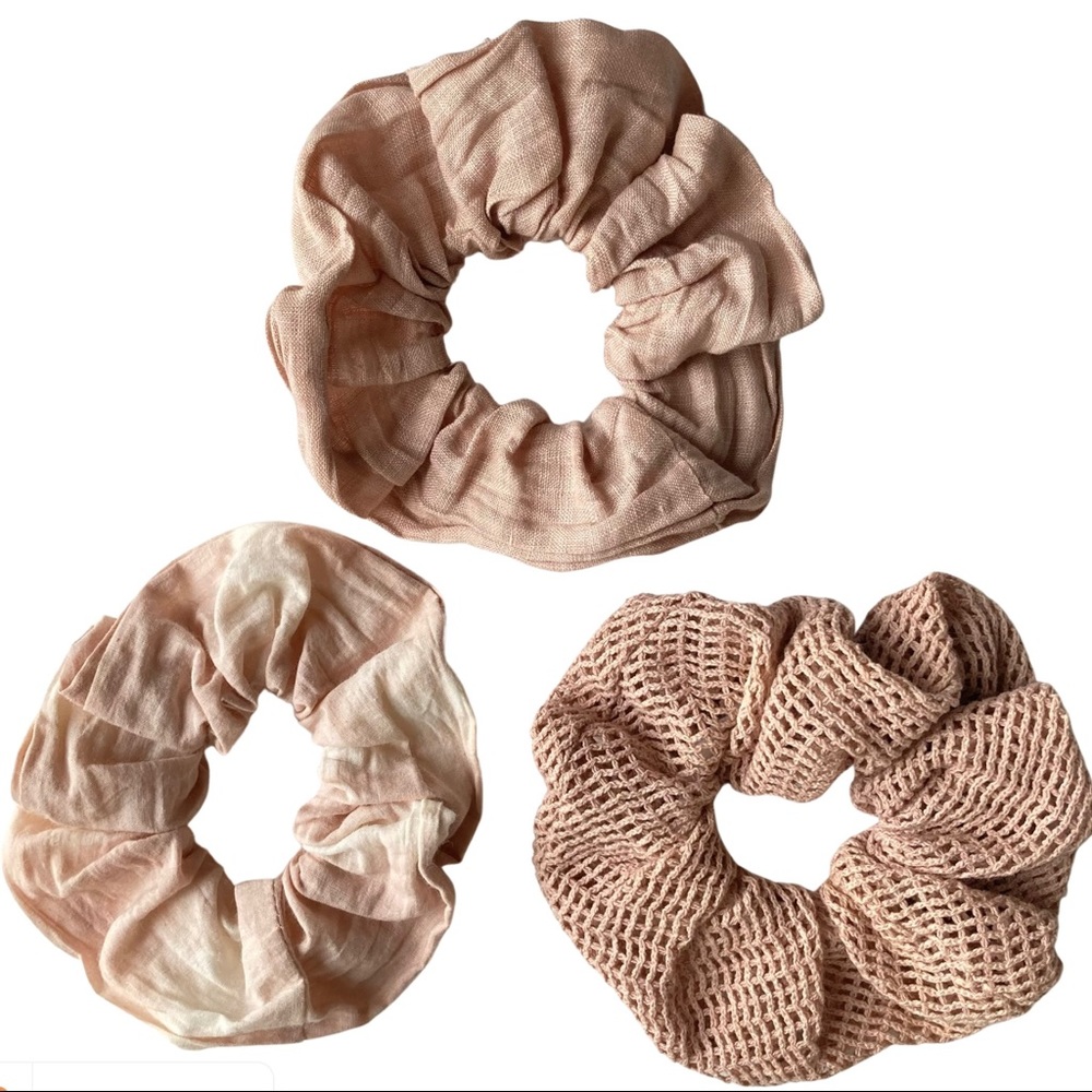 Set of 3 Hair Scrunchies in Tea Rose